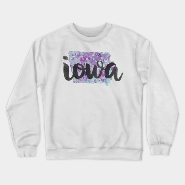 iowa - calligraphy and abstract state outline Crewneck Sweatshirt by randomolive